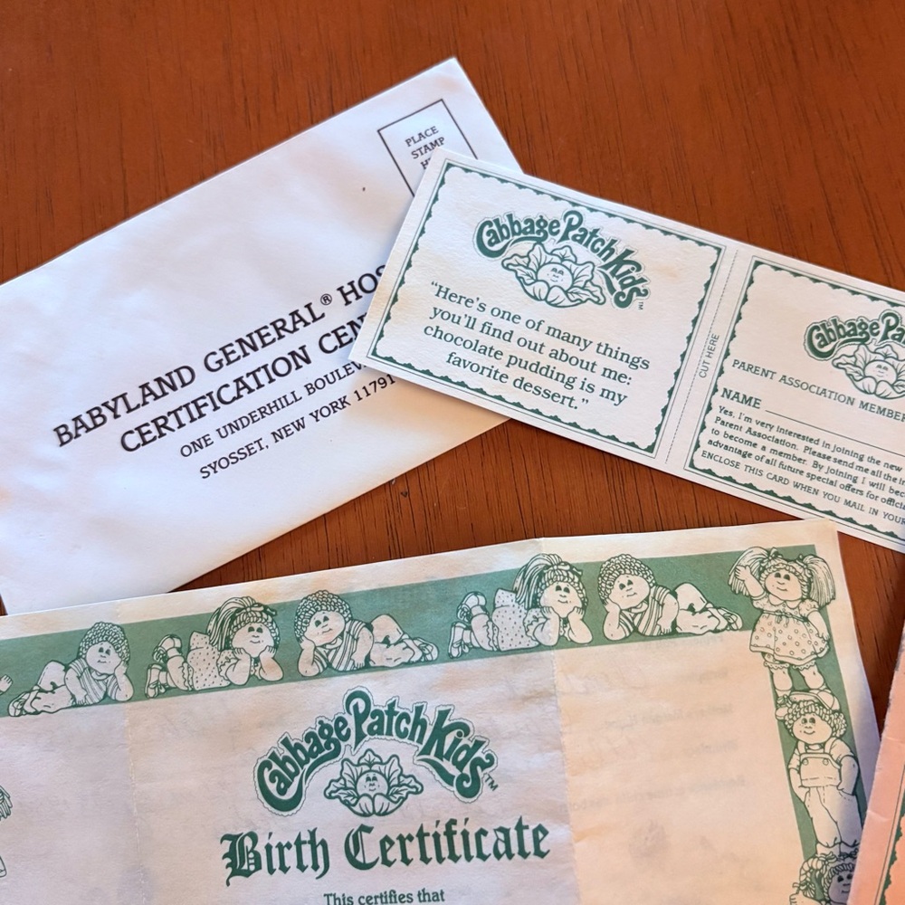 Vintage Cabage Patch Certificate and Adoption Papers 1980's - Picture 6 of 7